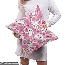Ambesonne Anime Fabric by The Yard, Funny Kawaii