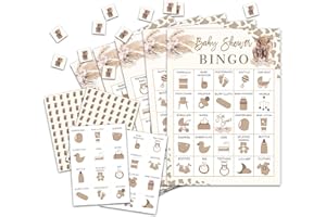 OZTEMETY Cow Baby Shower Bingo Card Game for Adults, Cow Baby Shower Party Supplies, Favors, Gender Reveal Party Decorations, 24 Players Bingo Game, C11