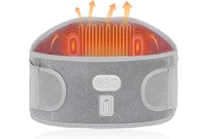 CUEHEAT Heated Waist Belt - Cordless Heating Pad for Lower Back Pain Relief, Electrical Heating and Massage, Rechargeable Battery Powered (Gray, Waistline 29-57 inch)