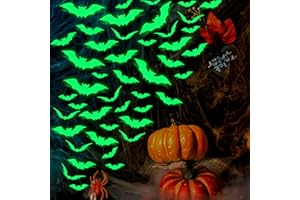 SHUXILIN 16PCS Glow in The Dark Halloween Bat Wall Decals 3D Luminous Bats Halloween Wall Decorations Stickers Glowing Bat Self-Adhesive Window Clings for Scary Halloween Theme Party Decorations Supplies