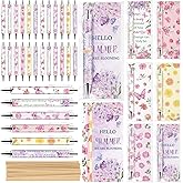 48 Sets Butterfly Flora Pens Bulk 48 Butterfly Flower Pens, 48 Butterfly Florals Greeting Cards and 48 Bags for Bridal Shower Party Teacher Coworker Staff School Office Home Party Present Giving