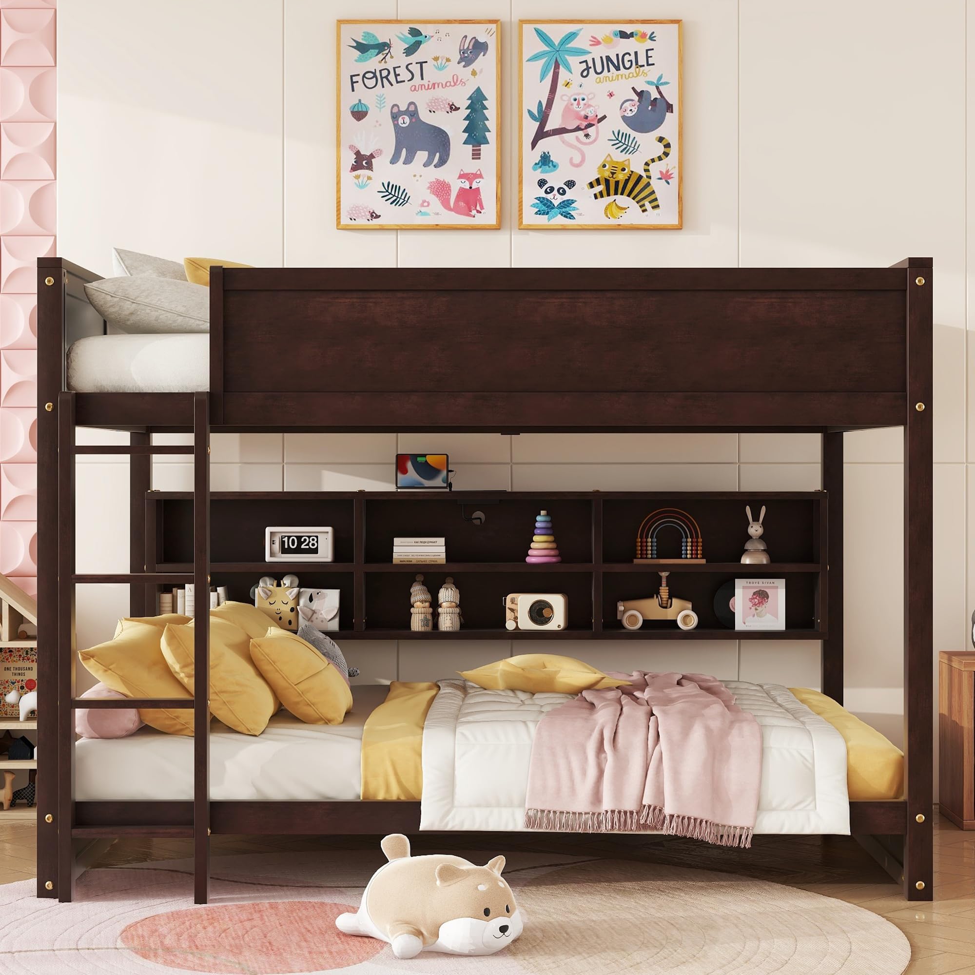 Photo 1 of ****PARTIAL SET , BOX 2 ONLY*****

Ball & Cast Queen Over Queen Bunk Bed with Built-in Storage Shelves,Wooden Queen Bunk Beds w/USB Ports,Ladder and Safety Guardrails,for Teens/Adults,No Box Spring Needed,Brwon