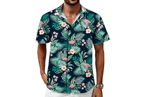 MIZVSITRD Hawaiian Shirt for Men Tropical Shirts Summer Beach Button Down Short Sleeve Luau Aloha Floral Cruise Vacation Outfit 2025