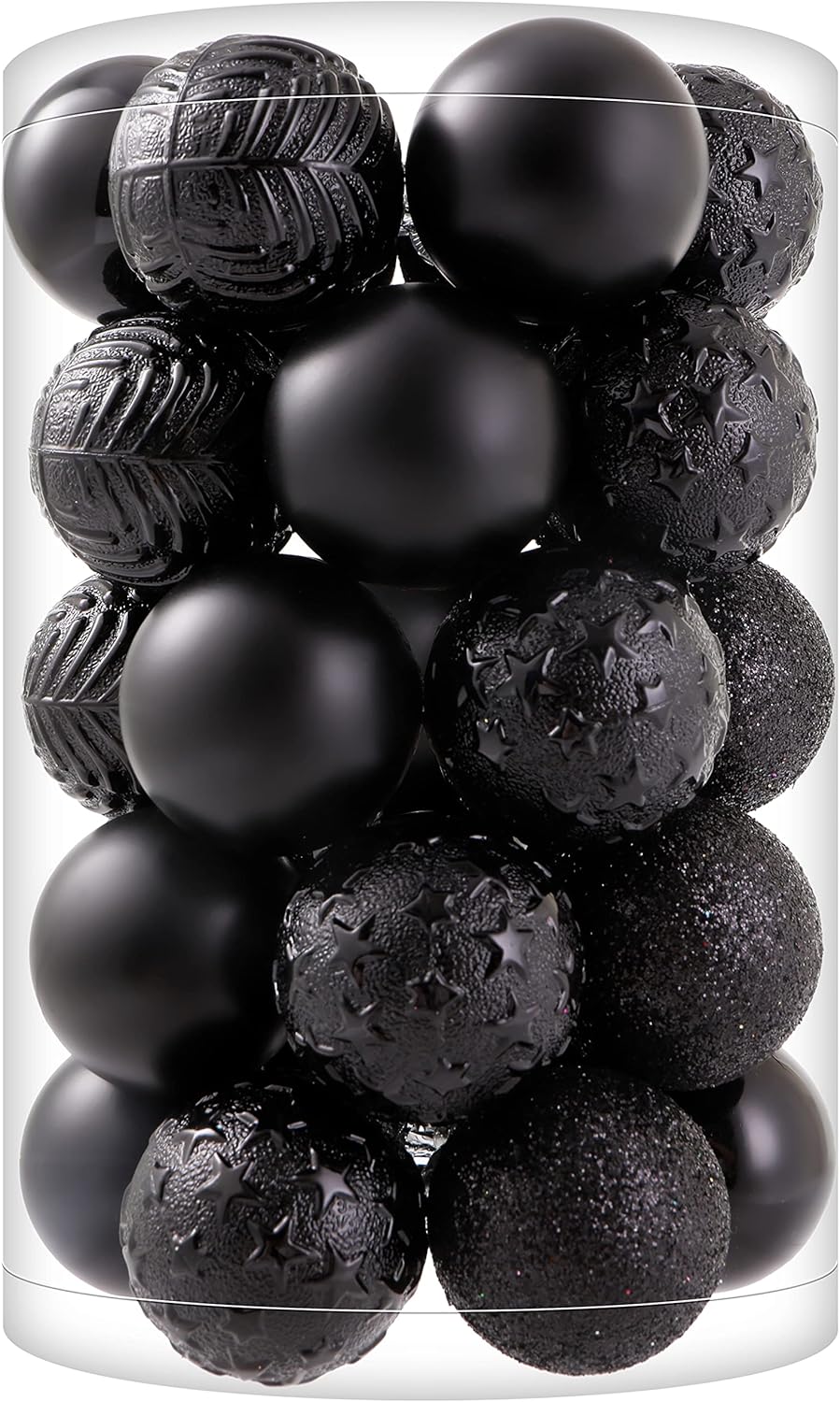 Ornaments - 34ct Black Mini Christmas Ball Ornaments Shatterproof Plastic Christmas Tree Decorations for Xmas Party Home Office Holiday Halloween Decor -Small Size (1.57