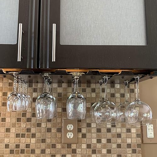 SMITCO Customizable Wooden Under Cabinet/Bar/Shelf Wine Glass Rack/Holder/Hanger