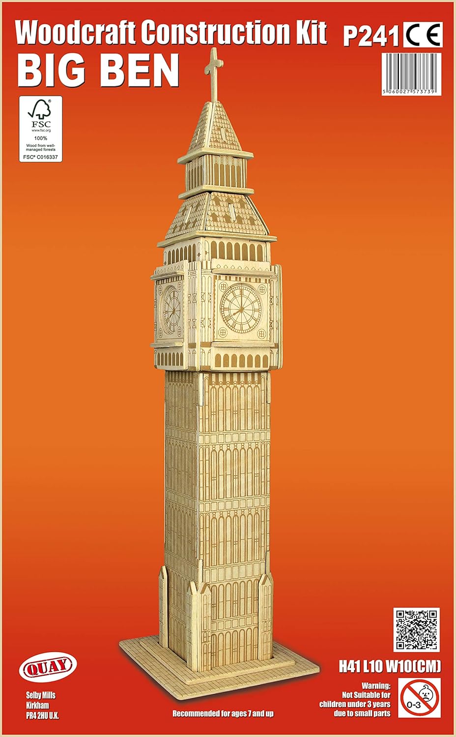 Kit Costruzione Big Ben In Legno Quay – Modello FSC 41x10x10 Cm