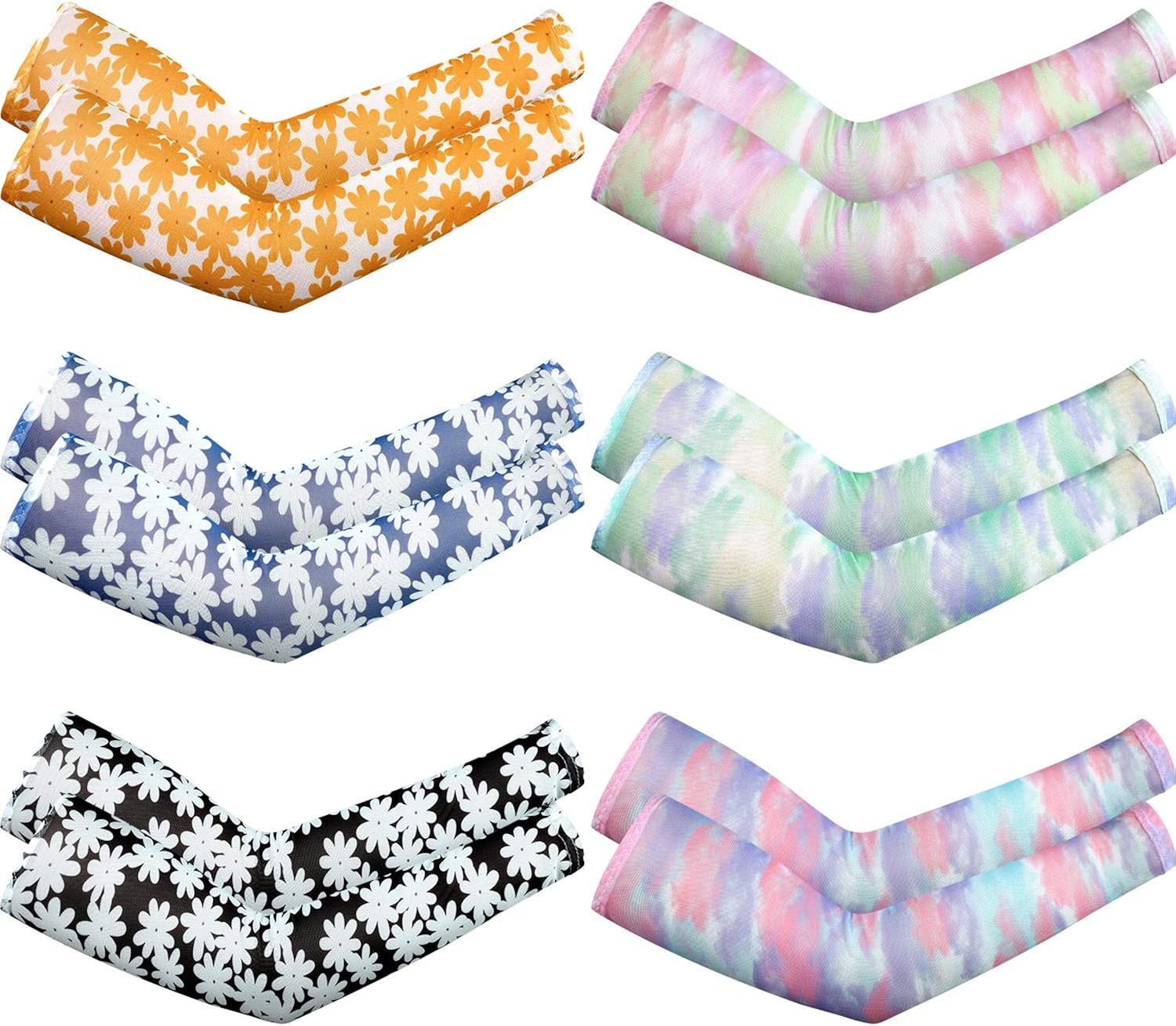 6 Pairs Women Cooling Arm Sleeves Protection Sleeves Mesh Ice Silk Arm Sleeves : Clothing