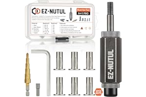 EZ-NUTUL Multi-Grip Rivet Nut Installation Tool Set Pre-Bulbed Shank Flat Head Threaded Insert Nut Plus Nuts Assortment Kit Cross Rivnut for Construction Industrial (5/16-18(Plus Nut Tool-6pcs, Stainless))