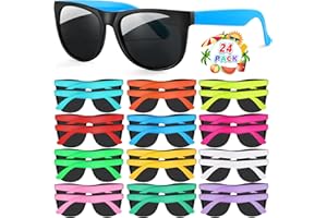 YADIYA Kids Sunglasses Bulk, 24Pack Kids Sunglasses Party Favors, 80s Retro Party Favors For Kids 8-12 4-8, Sunglasses For Kids Adults With UV400 Protection, Beach Party Favors