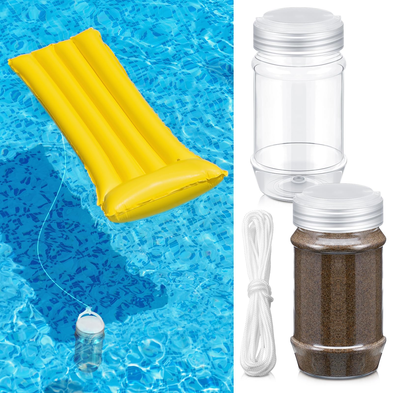 Photo 1 of 2 Pack Pool Fountain Anchor Replacement Set Anchor with String Plastic Fillable Container for Above Ground Swimming Pool Entry System