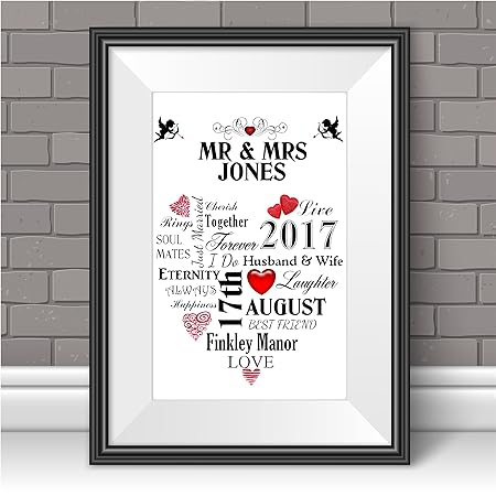 Personalised Wedding Print Word Art Gift Marriage Anniversary