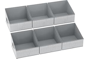 DIMJ Closet Storage Bins 6 Pack - Fabric Storage Baskets for Shelves, Collapsible Clothes Organizers with Handles, Trapezoid Shelf Organization Storage Cubes for Purse, Toys, Books, Towel, Clothes