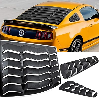 E-cowlboy Rear&amp;Side Window Louver Windshield Sun Shade Cover for Ford Mustang 2005-2014 in GT Lambo Style Custom Fit All Weather ABS Matte Black
