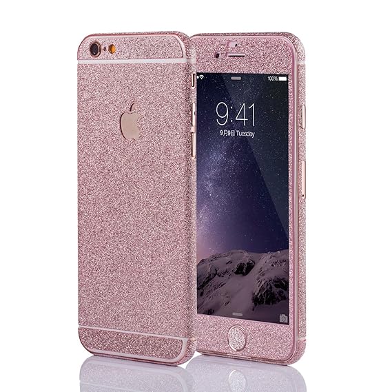LAMINGO Glitzerfolie Glitter Skin Diamond Sticker Klebefolie für iPhone 6 Plus, 6s Plus in Rosé