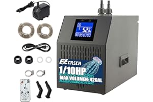 Ezcasch Aquarium Chiller, 42gal 1/10 HP Water Chiller for Hydroponic System Fish Tank Cooling System for Axolotl Cooler for C