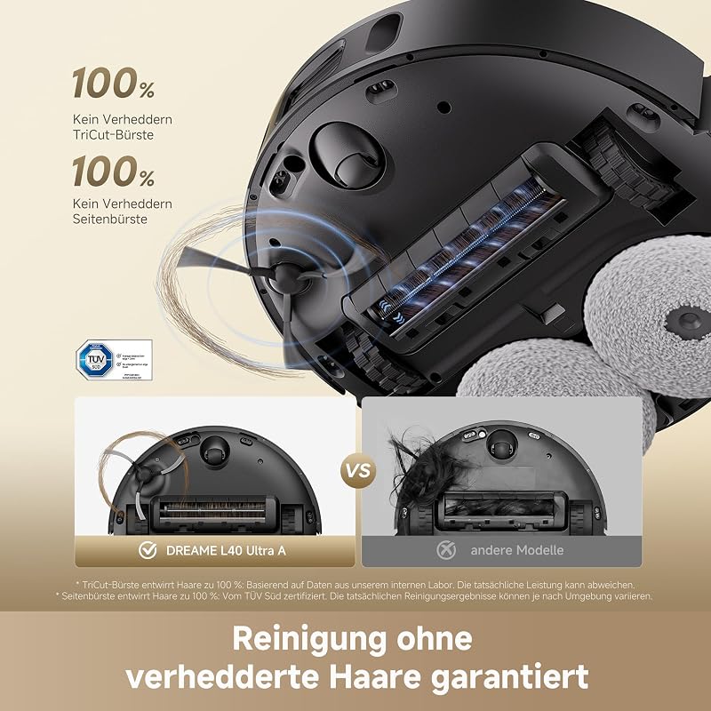 L40 Ultra A Saugroboter mit Wischfunktion mit 24.000 Pa Saugkraft