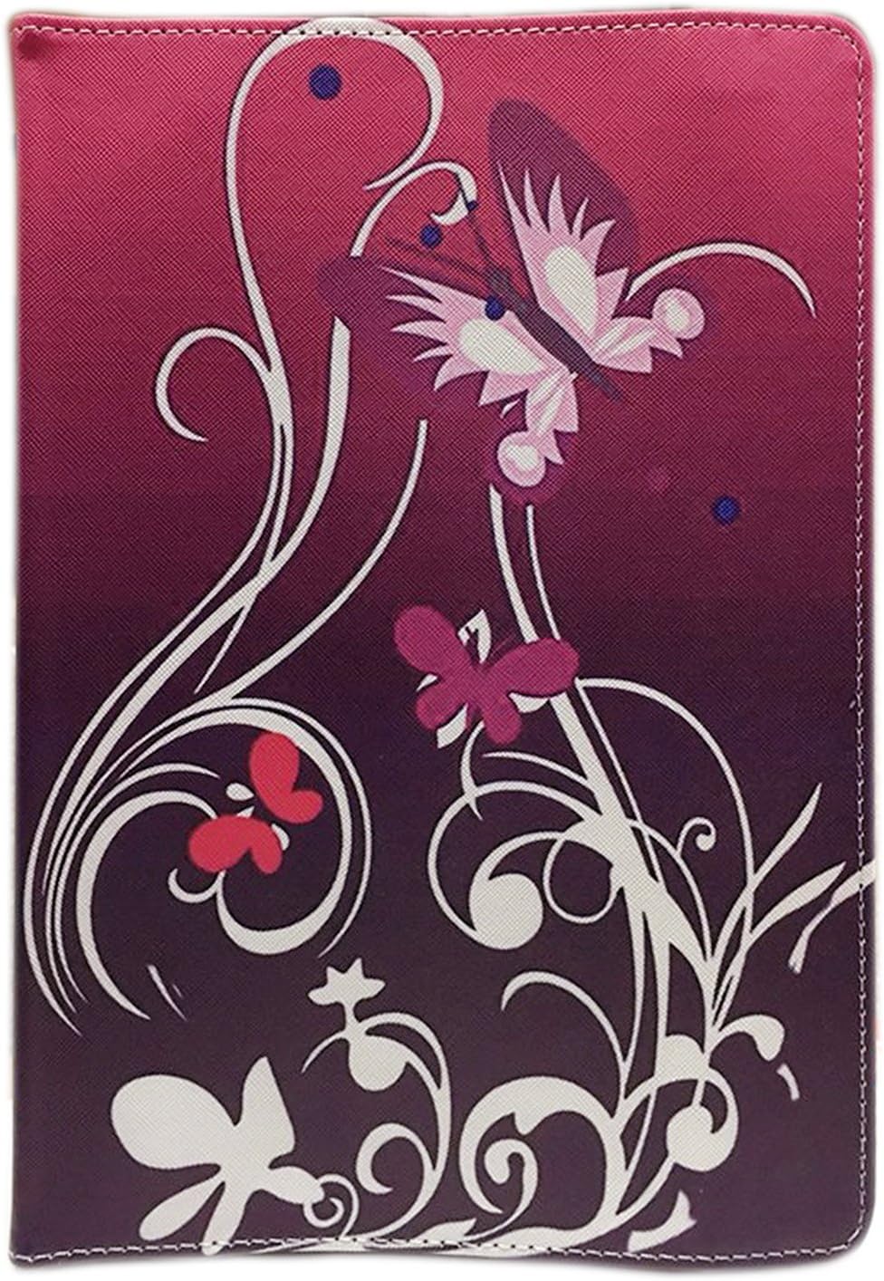 Universal 360° Rotational Colourful Various PU Leather Stand Case Cover Fits All 7" Inch Android Tablets tab devices + Free Stylus Pen (BUTTERFLY PURPLE) - Image 3