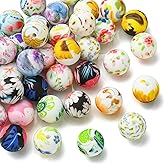 Ornazy 50 pcs Random 15mm Silicone Round Colorful Gumball Beads Flower Printed Chunky Bubblegum Beads for Necklace Bracelet Crafts Supplies
