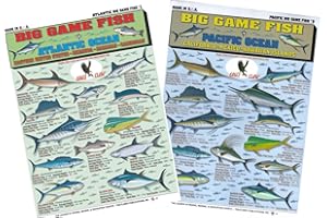 Fishermen's Big Game Fish Identification Set (Atlantic & Pacific) - Waterproof Quick Reference Guide | Portable & Built to Last | Double-Sided & Easy to Read