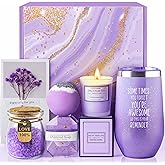 Gifts for Women, Mom, Wife, Girlfriend, Sister, Her - Happy Birthday, Christmas, Valentine's Day, Mothers Day Gifts - Lavender Spa Gift Basket Set