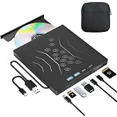 Wbacon 7 in 1 External CD/DVD Drive for Laptop, USB 3.0 &amp; Type-C &amp; 2 TF/SD | Portable CD DVD +/-RW Disk Drive, DVD Player Burner Reader Writer for Laptop Desktop PC Windows 11/10/8/7/XP Mac Linux (Bag)