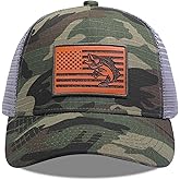 BUGKHD Fishing Hat for Men Women, American Flag Fishing Trucker Hat Snapback Baseball Cap, Father's Day