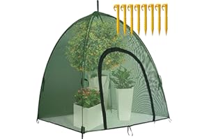 CHPPEY 59" x 59" x 60" Large Mesh Plant Cover from Animals - Plant Netting Pest Guard Cover with Stakes for Raised Bed, Plant Tent Cage Protector for Vegetables Fruits Flowers Small Animals Shading Rate 25%