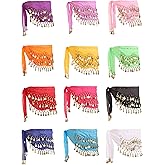 Zhanmai 12 Pieces Belly Dance Hip Scarf for Belly Dancer 12 Colors Waist Chain Dance Hip Scarf Belt with Dangling Coins