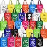 Paterr Christian Gift Bags Bulk 14 x 10 Inch Reusable Bible Verse Non Woven Tote Bags with Handle Church Handbag
