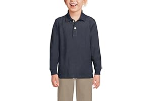 Lands' End School Uniform Kids Long Sleeve Mesh Polo Shirt
