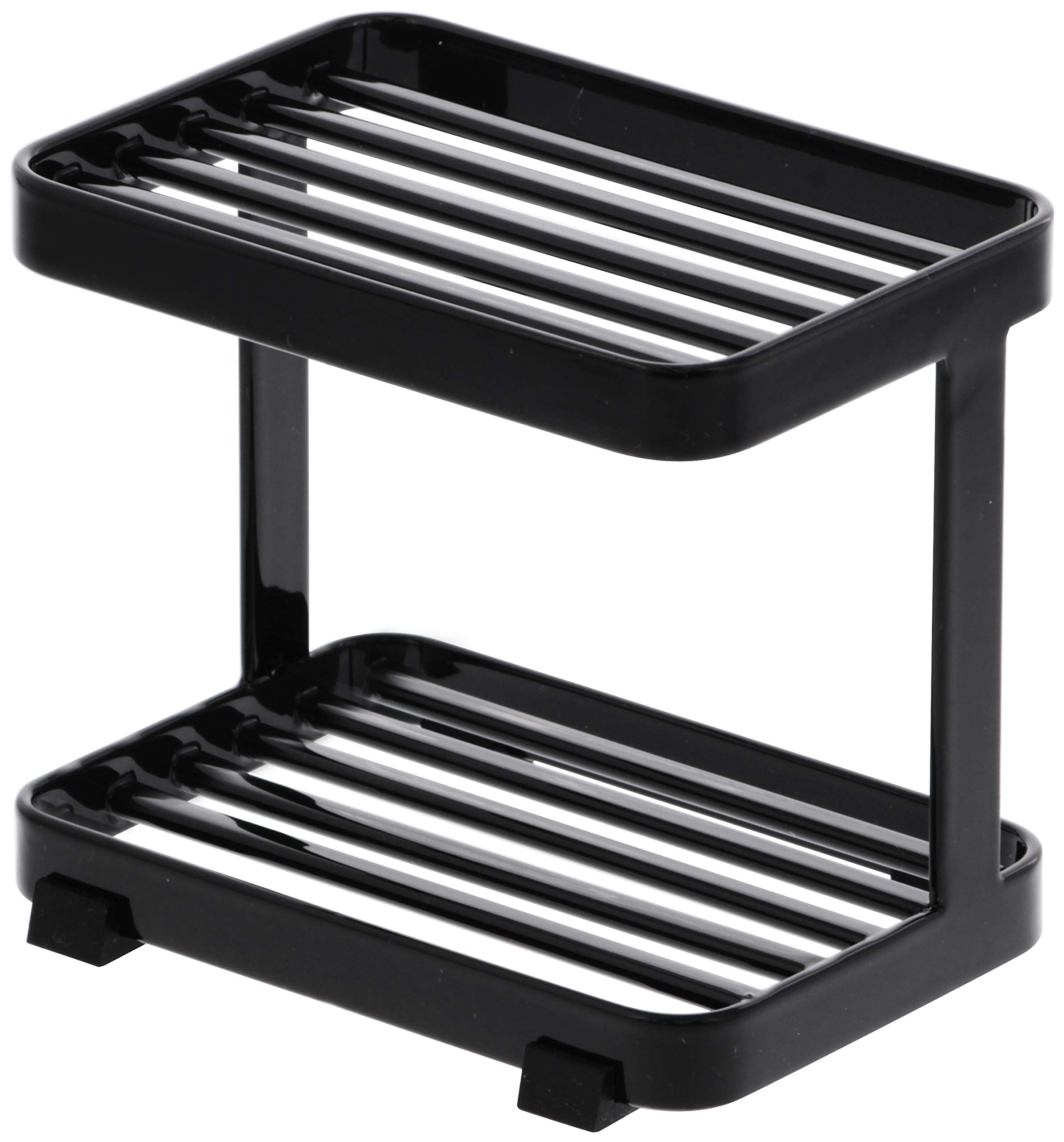 Yamazaki 3602 TOWER 2-Tiered Soap Tray, black, Steel, Minimalist, 11 x 7.5 x 9.5 cm