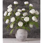 6 Pcs Peonies Artificial Flowers 27" Faux Flowers for Vase, White | Silk Flowers for Home Decor Indoor, DIY Bouquet, Centerpieces for Tables, Wedding, Arrangements, Office Decor