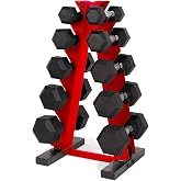 CAP Barbell 150 LB Coated Hex Dumbbell Weight Set with Vertical Rack | Multiple Options