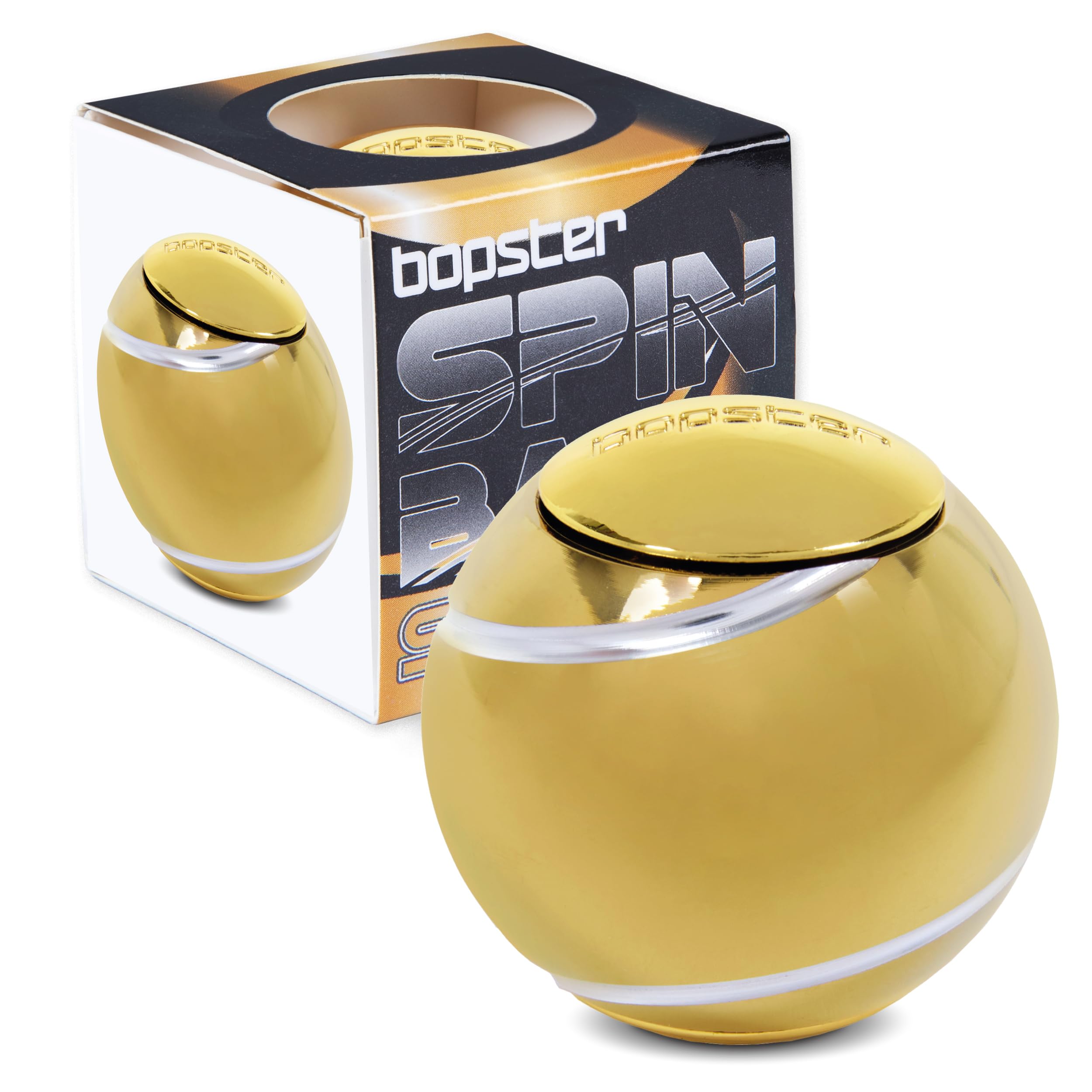bopster Metal Spin Ball Hand Spinner | Premium Desk Toy for Kids, Teens & Adults | Stress & Anxiety Relief | Autism, ADHD, ADD | Gold