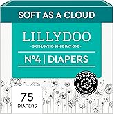 LILLYDOO Baby Diapers - Size 4 (20+ lbs), Half-Monthly Supply (75 Count), Leak Protection, Skin-Friendly, Ultrasoft, Perfume- & Chlorine-Free, Hypoallergenic, Dermatologist Tested, Oeko-TEX®