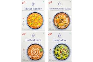 Eastern Feast - RTE Variety Mix #2, (Matar Paneer, Butter Paneer, Dal Makhani, Saag Aloo), Ready to Eat Vegetarian Meals, (10.58 oz, Pack of 4)
