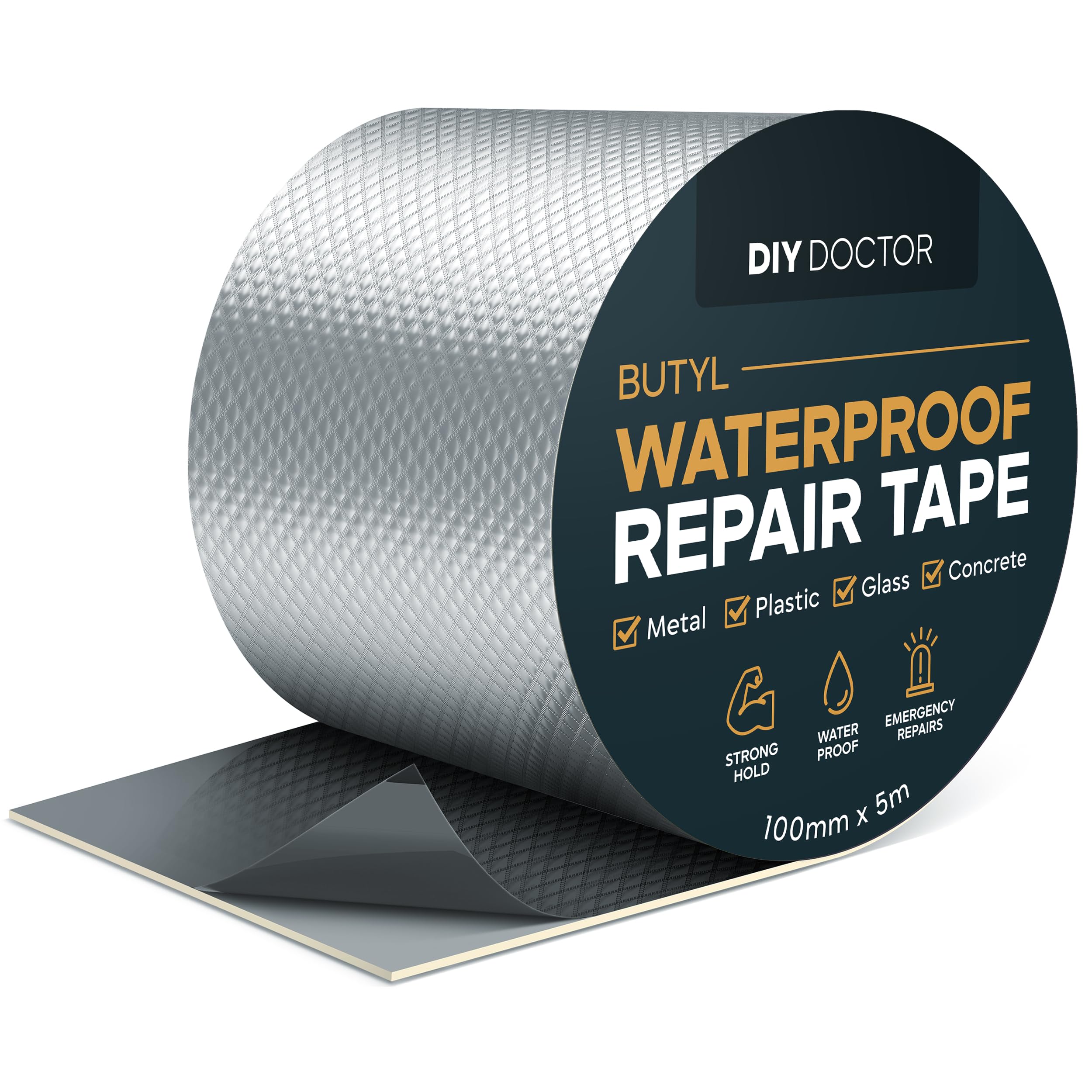 DIY Doctor Waterproof Tape for Leaks – 1 Pack of 100mm x 5m - Butyl Roof Sealant Tape - Outdoor Waterproof Repair Tape with Aluminium Foil