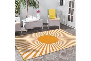 Anidaroel Outdoor Area Rug for Patio Clearance 5X8ft Waterproof, Reversible Plastic Straw Rug Outside Rug, Stain & UV Resistant RV Mat for Camping, Porch, Balcony, Pool Deck, Backyard(Orange,5‘x8')