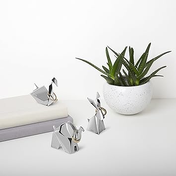 Umbra Origami Ringhalter Modernes Ringablage Set Bestehend Aus Schwan Elefant Und Hase Ideales Gastgeschenk Beschichtetes Metall Chrom