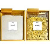 AVARO Food Dispenser – 2.2L Bamboo Cereal Dispenser Countertop & Rice Dispenser – Pantry Storage Containers for Kitchen Pantry & Pantry Organization – Cereal Dispenser & Flour Container (Set of 2)