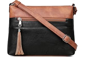 MASINTOR Crossbody Bags for Women, Lightweight Medium Crossbody Purse, Soft Leather Women's Shoulder Handbags with Tassel for Shopping or Travel