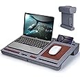 Lap Desk - Fits up to 15.6 inch Laptop Desk, Built in Mouse Pad Portable Lap Stand Lightweight Laptop Table with Phone Holder, Laptop Stand for Bed Sofa Home Office, Grey