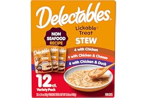 HARTZ Delectables Non-Seafood Stew Lickable Wet Cat Treats, Variety Pack, 1.4 Ounce (Pack of 12)