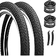 WINFAVO Kids Bike Tires and Tubes Set: 2-Pack 16x1.95/20x2.125 Inch Folding Bicycle Tires, Puncture-Resistant Inner Tubes Schrader Valve with Tire Levers for BMX MTB