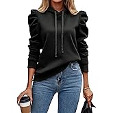yoeasy Women’s Puff Long Sleeve Drawstring Hooded Sweatshirt Casual Loose Pullover Sweatshirt
