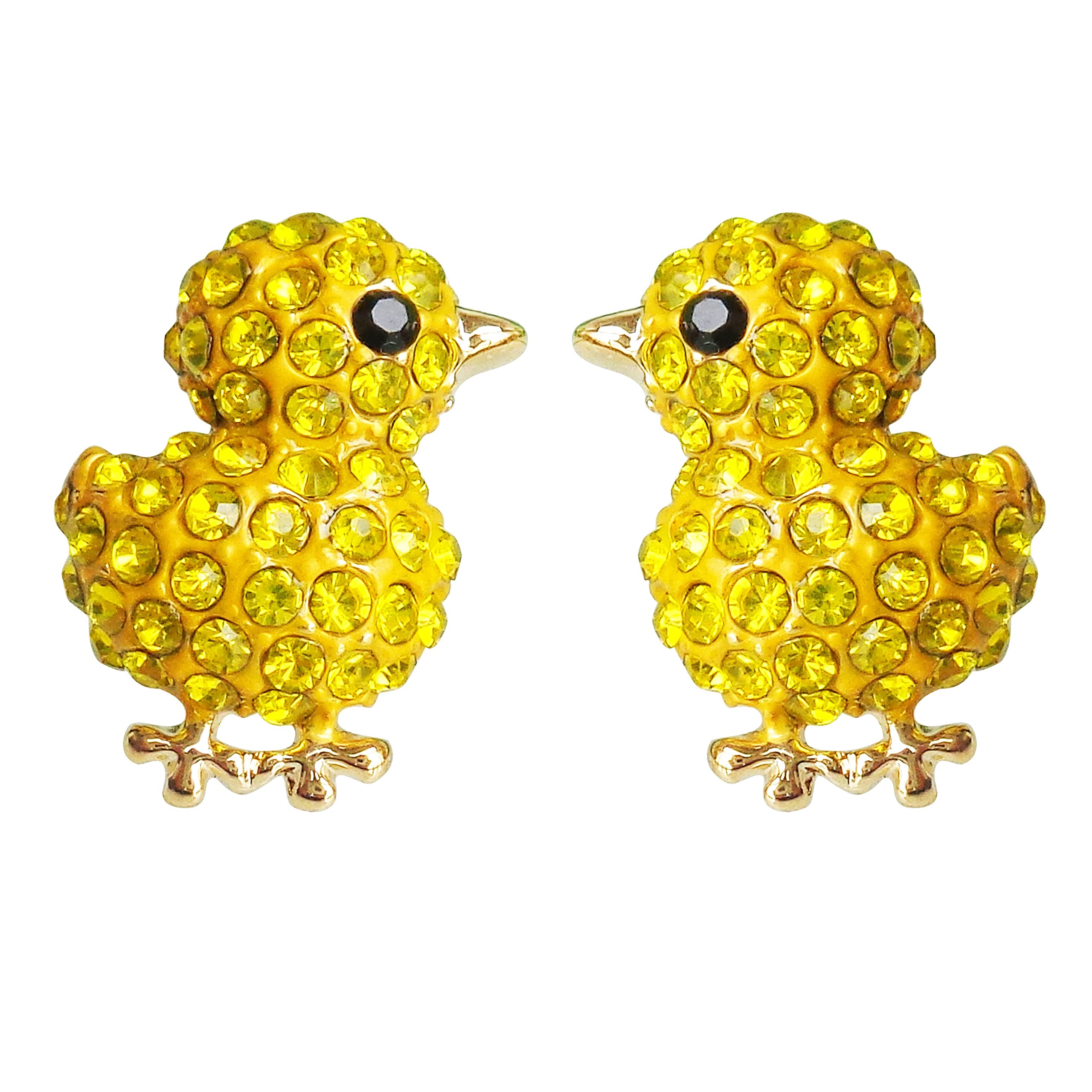 Navachi 18k Gold Plated Chicken Yellow Crystal Enamel Az1011s Stud Earrings