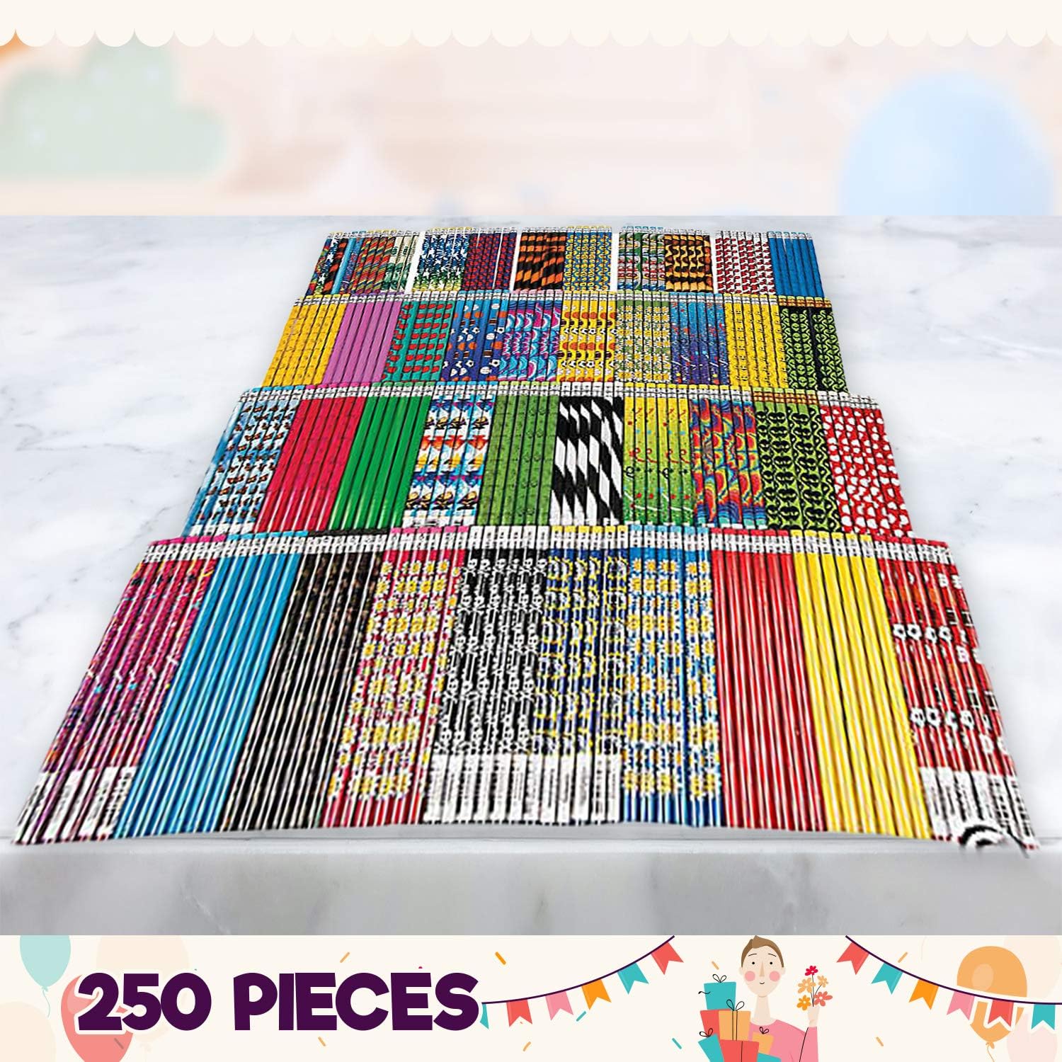 Mega Pencil Assortment | 250 Pieces | Favors, Giveaways, Rewards, Gifts, Takeaways, Kid's Birthday, Vacation Bible School, Christmas, Easter, 100th Day of School: Home & Kitchen