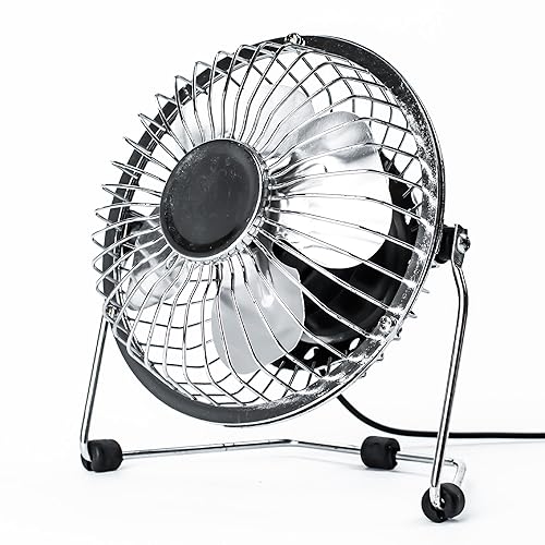 Status USB Desk Fan, 4 Inch Portable Mini Single Speed Small Chrome Fan, SUSBCRMFAN1PKB4