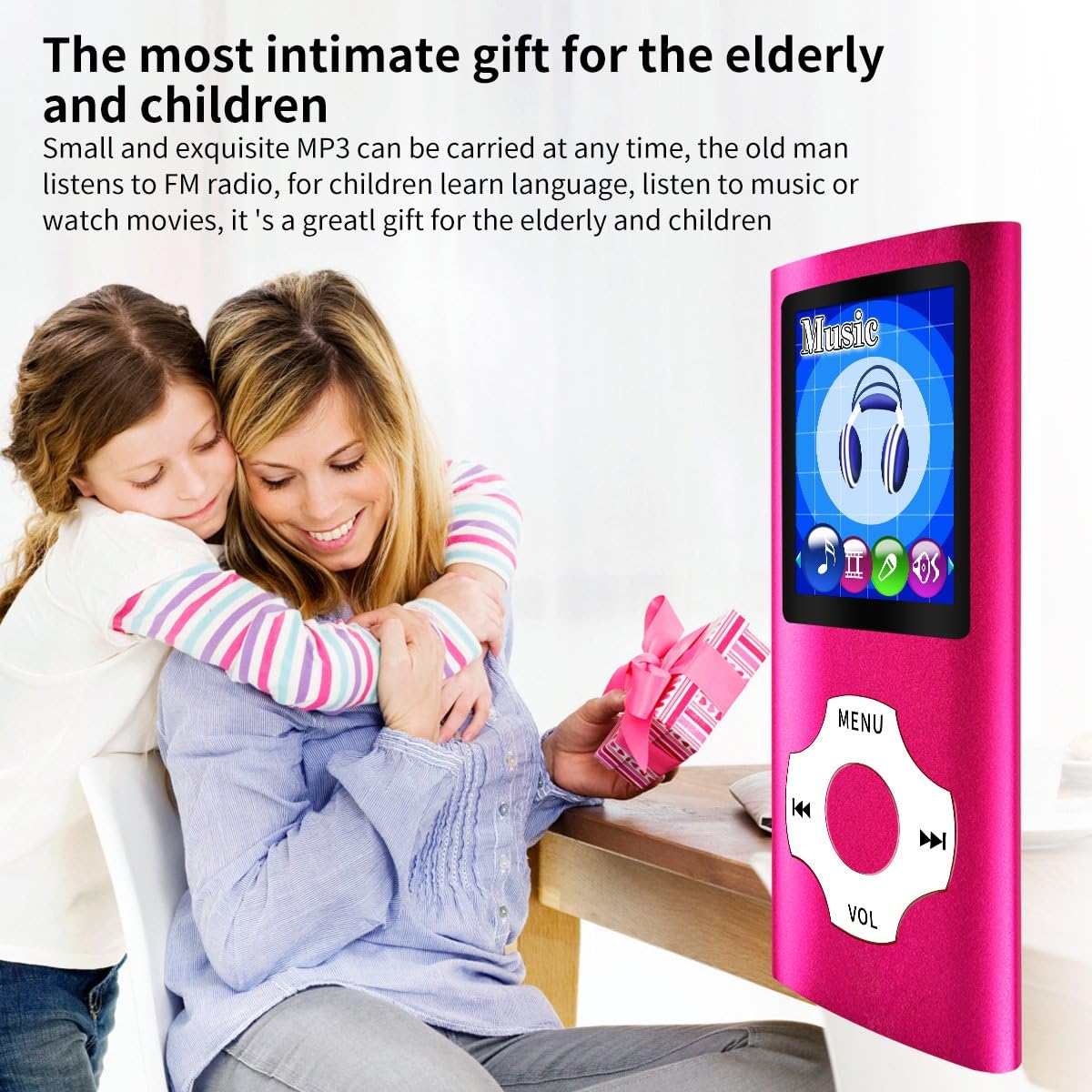 Mymahdi MP3/MP4 Portable Player,1.8 Inch LCD Screen,Max Support 64GB,Pink: Electronics