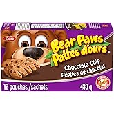 Bear Paws Chocolate Chip Cookies - Soft Cookie Snack Packs, School Snacks, Made With Real Chocolate Chips, Peanut Free, Famil